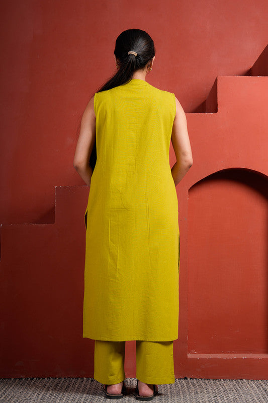 Mustard Yellow Cotton Sleeveless Co-ord Set