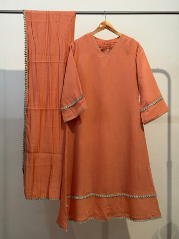 Rust Orange A-Line Kurta Pant Dupatta Set product video
