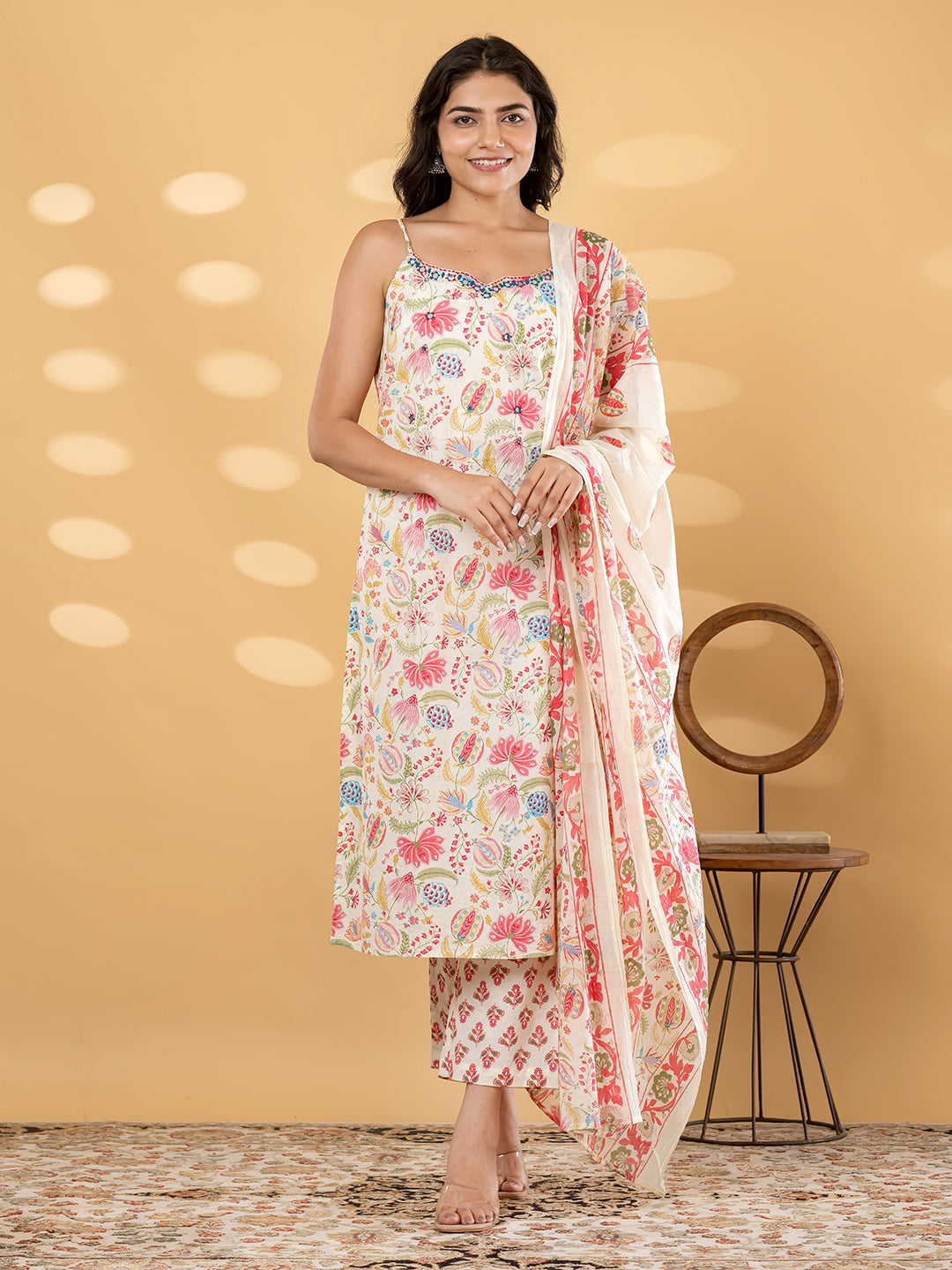Blush Bloom Spaghetti Straight Kurta Set