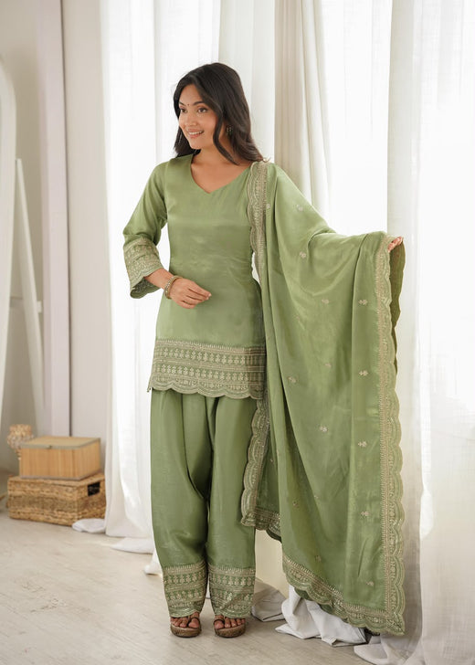Pista Green Farshi Salwar Suit Set